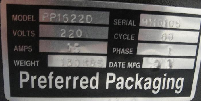 Used 2001 Preferred Packaging PP1622D L-Sealer 2001