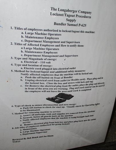 Used SAMUEL P-625 STRAPPING MACHINE