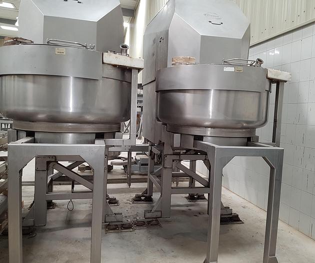 Used (2) Diosna Double Spiral Mixers