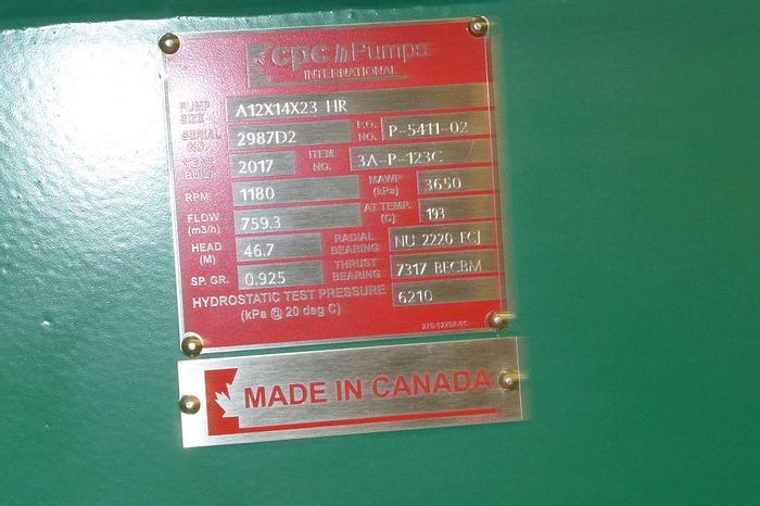 Unused Pump, Centrif., C/st, 300 HP, 14" In/12" Out, CPC, OH2, B #C743771