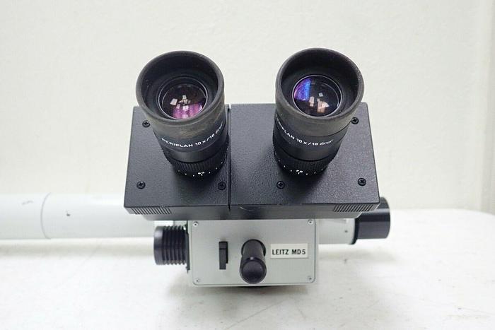 Used Leitz Wetzlar MD5 w/ (3) 512 821/20 Heads, (4) Periplan 519-748 10X/18 Eyepieces