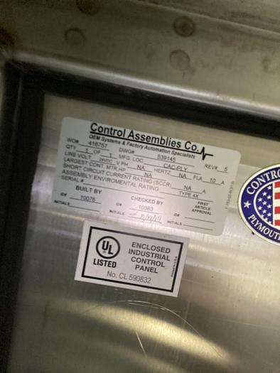 Used Control Assemblies 48" x 36" x 12" Stainless Steel Control Panel Enclosure