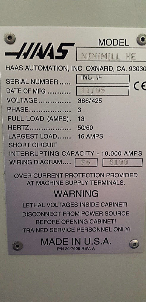 Used HAAS MINIMILL HE 4TH -2005