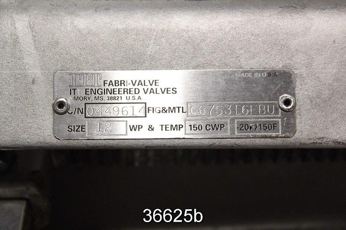 Used Fabri 12" Hand Operated Knife Gate Valve, C67S316FBU #36625