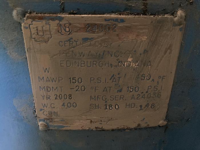 Used Used Penway 300 gallon carbon steel vertical air receiver