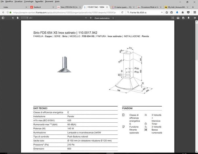 Usato CAPPA FRANKE FDS 654 XS (60 CM)