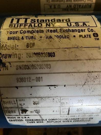 Used ITT 5" DIA. X 36" LONG HORIZONTAL SHELL & TUBE HEAT EXCHANGER