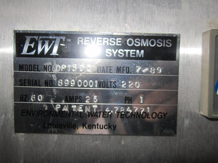 Used Filter, Reverse Osmosis, EWT, Mdl DP1500, S/st #S739232