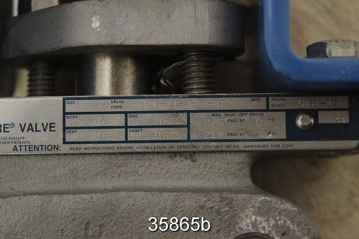 Used Neles Jamesbury 4" Air Operated Knife Gate Valve ,815l-11-3600-MT #35865