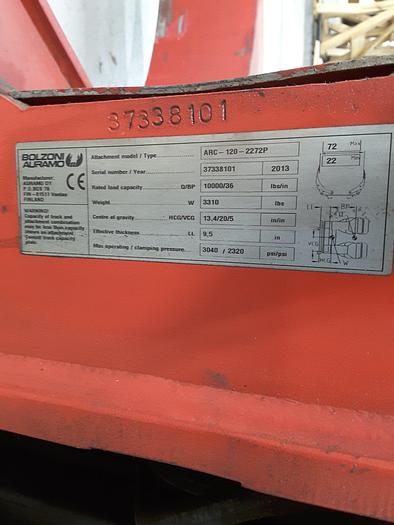 Used 72" BOLZONI MODEL ARC-120-2272P MFG. 2013