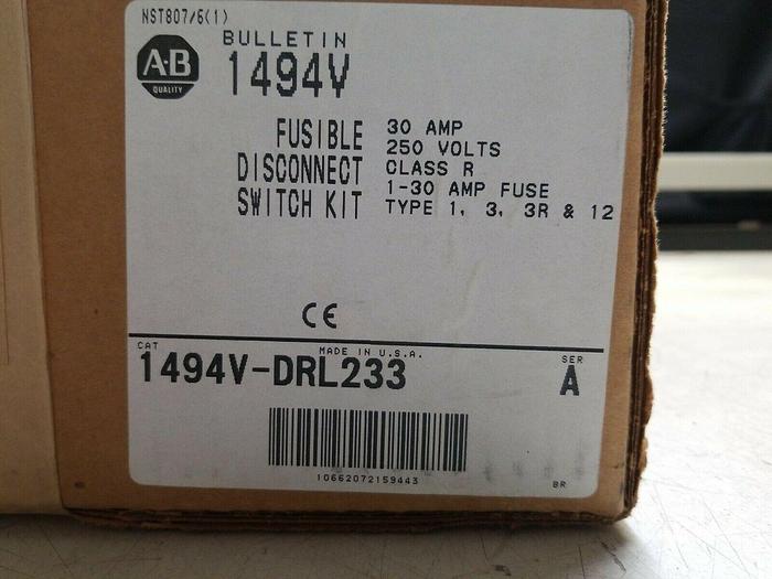 ALLEN BRADLEY 1494V-DRL233 SER A 30A Disconnect 250 volts