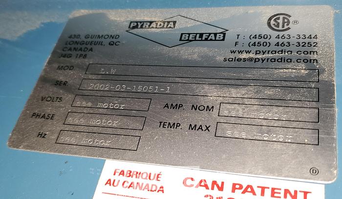 Used Belfab YDLWFAN 5HP Dust Collector