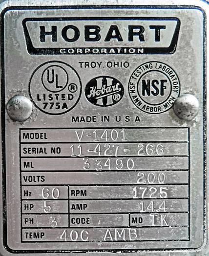 Used USED HOBART® 140-QUART MIXER WITH BOWL GUARD, MODEL V-1401
