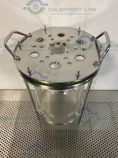 Used Allen Scientific Glass 15 Liter Glass Bioreactor Vessel w/ Headplate and Frame