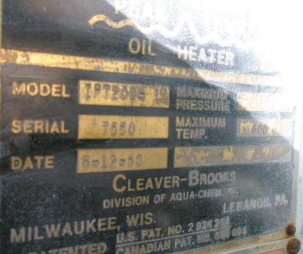 Used Boiler, Hot Oil, Cleaver Brooks, Mdl IPT200-12, 30 PSI, #S731494
