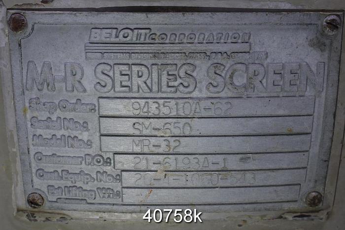 Used Beloit MR-32 Horizontal Pressure Screen, Stainless Steel #40758