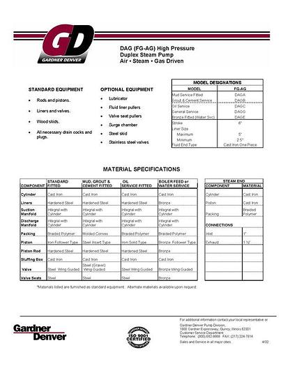 Used 0 Gardner Denver FG-AG 5X6 Duplex Mud Pump