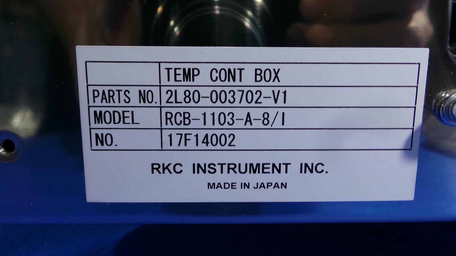 Used RKC Instrument 2L80-003702-V1 Controller, 2L80-003702-V1 / TEMP Controller Box /
