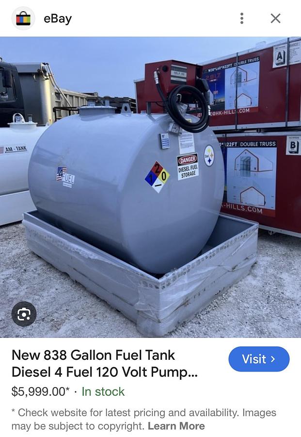 2025 4Fuel Steel Tank  830 gal disesl