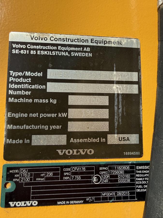 Used 2015 Volvo L110H