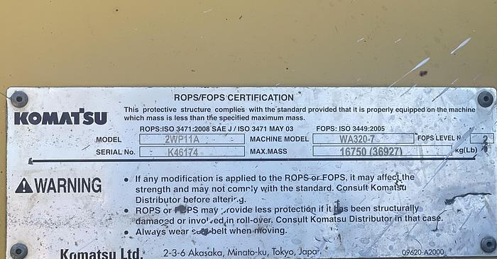 Used 2015 Komatsu WA 320-7