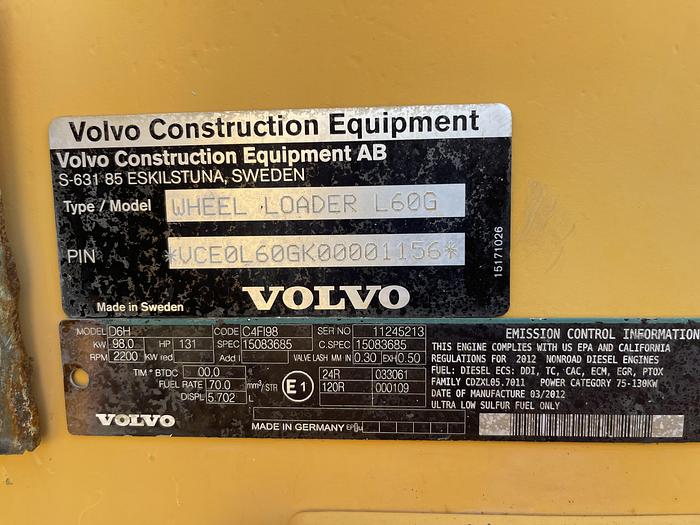 Used 2012 Volvo L60G