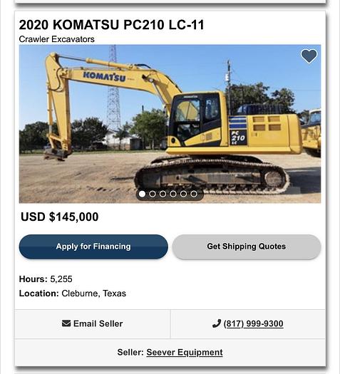 Used 2020 Komatsu PC210 LC-11
