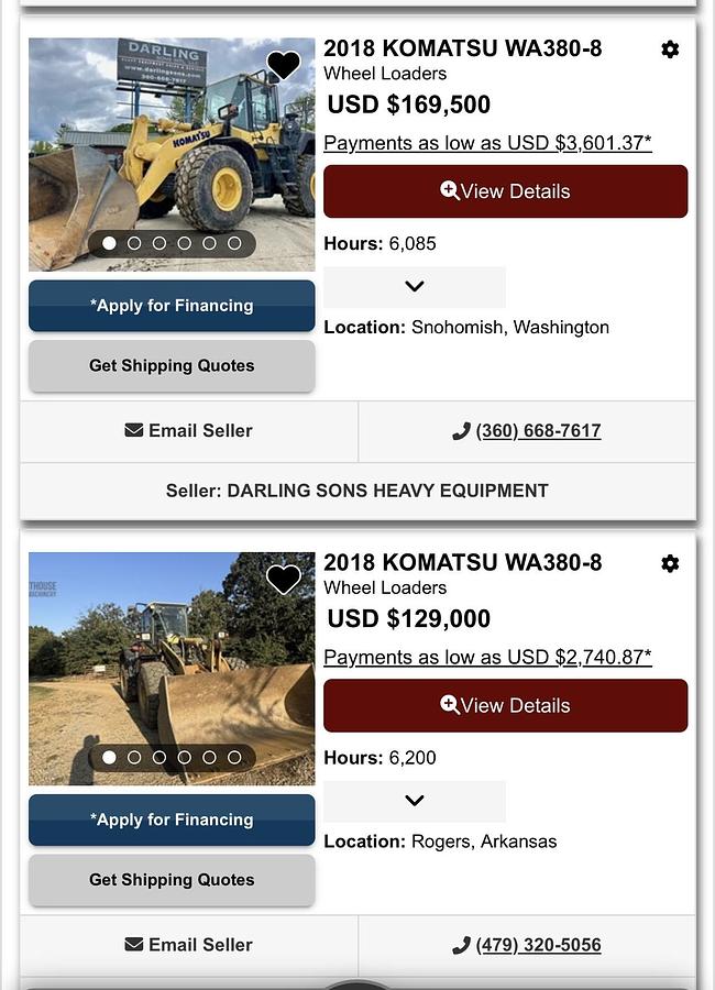 Used 2018 Komatsu WA380-8