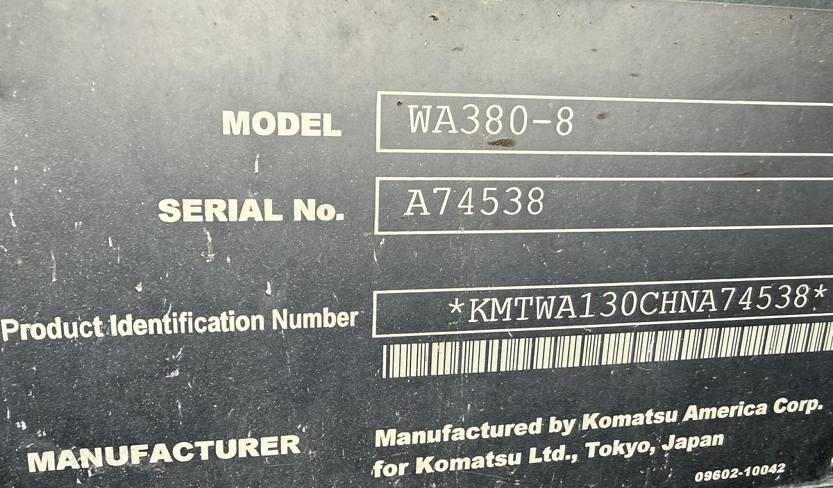 Used 2017 Komatsu WA380-8