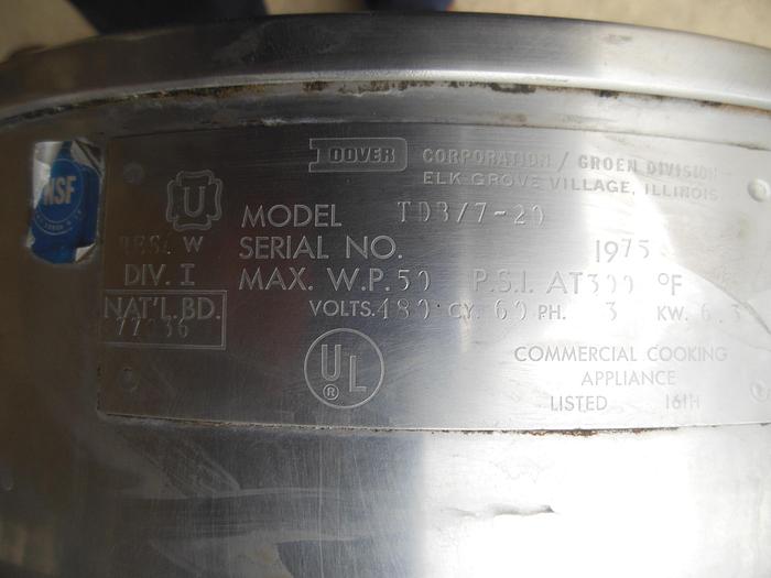 Used Kettle, 5 Gallon, S/st, Groen, TDB/7-20, Electric, Tilt #S742888