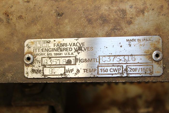 Used Fabri-Valve 8" Hand Operated Knife Gate Valve #44020