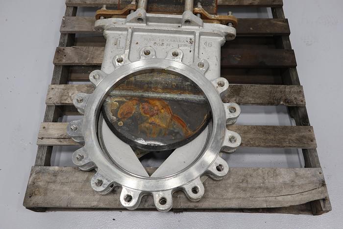 Used True Line 16" Hand Operated V-Port Knife Gate Valve #43839