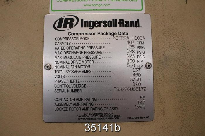 Used Ingersoll Rand Sierra-H100A Air Compressor, 407 CFM Capacity #35141