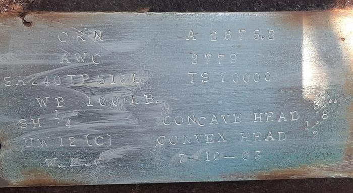 Used Filter, Pressure Leaf, 300 SF, 316 S/st, Hercules, HTVL, #Z380800