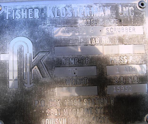 Used Scrubber, Wet, 12,000 CFM, 316 S/st, Vertical Tank, 30 HP, F #S668645