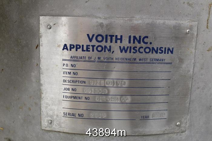Used Voith VS O5 Pressure Screen, Stainless Steel Housing, Stainless Steel Basket With .20mm Slots #43894