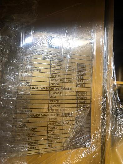 Caterpillar 3516C New Generator sets - 6 marine units mfg 2014 Tier II with certificate.