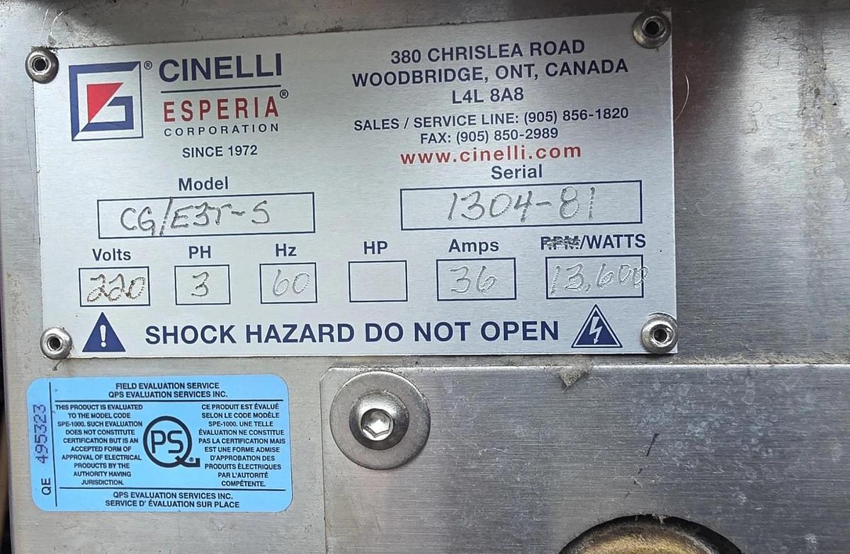Used CINELLI ESPERIA CG/E 4 Deck Bakery and Pizza Oven With STEAM