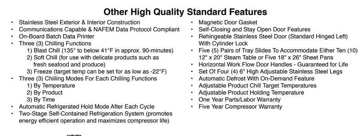 Used TRAULSEN RBC100 Blast Chiller 100 LB