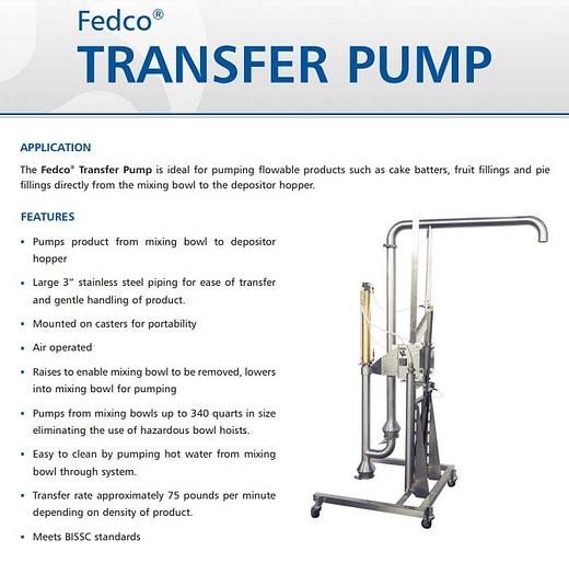 Used FEDCO Paddles PP203R1 TRANSFER PUMP for Hinds-Bock Depositor