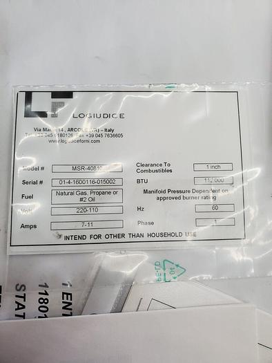 unused  LOGIUDICE EMPIRE 4 DECK GAS STONE DECK STEAM TUBE OVEN LFM(R)4-80X100