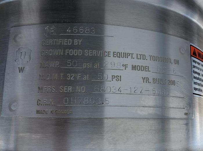 Used CROWN DOUBLE tilting Steam Kettle DC-10 and DC-6 10