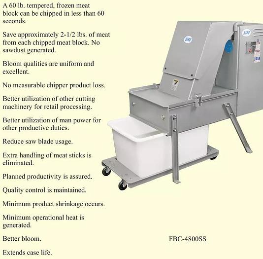 Used BIRO FBC4800 Frozen Meat Block Chipper