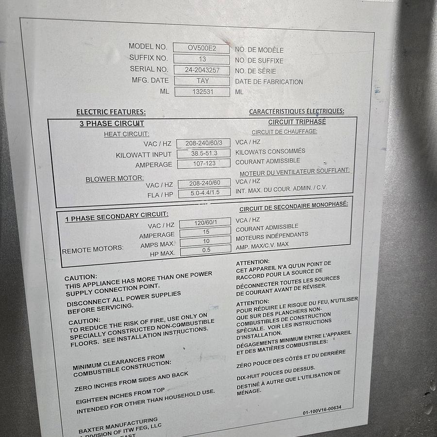 Used 2022 BAXTER OV500E2 Double Rack Rotating Oven