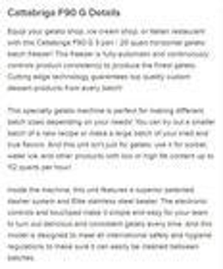 Used CATTABRIGA F90G  20 Quarts Gelato Batch Freezer Ice Cream Machine Carpigiani