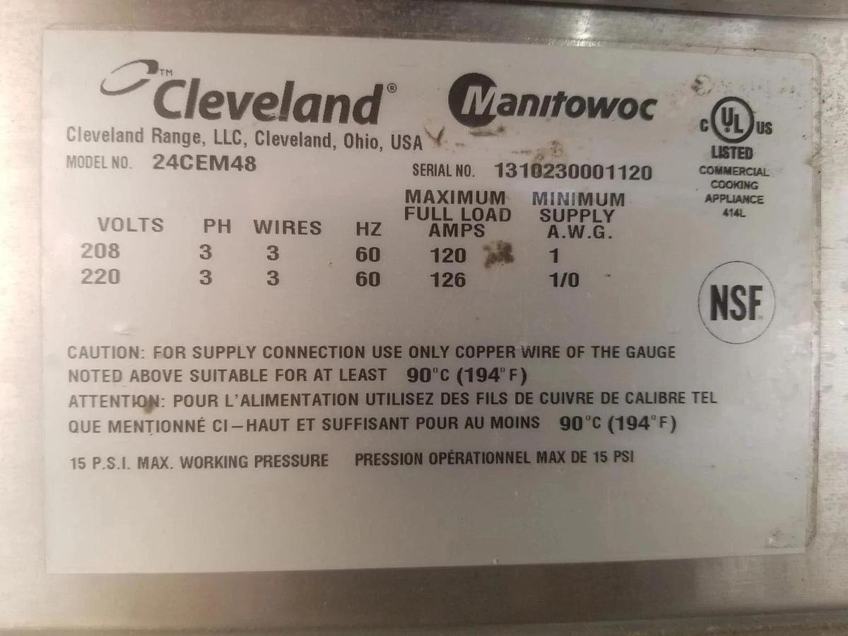 Used CLEVELAND 24CEM48 Convection STEAMER with BOILER BASE