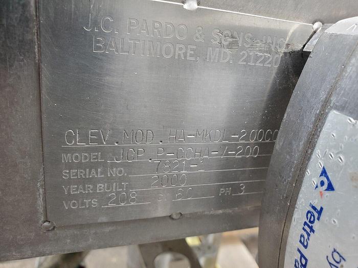 Used CLEVELAND JC PARDO HA-MKDL-200CC 200 Gallon Kettle with Scraper Agitator