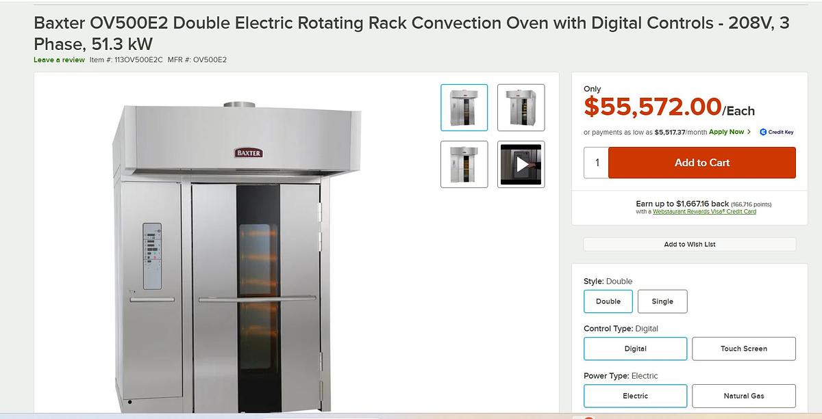 Used 2022 BAXTER OV500E2 Double Rack Rotating Oven
