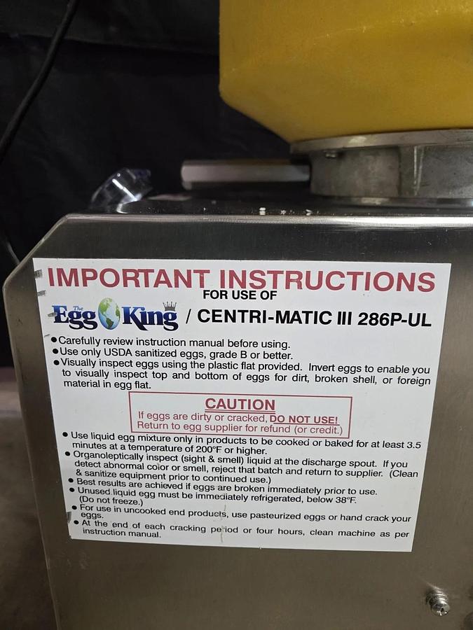 Used ADSI Centri-Matic III by Egg King AUTOMATED EGG CRAKER