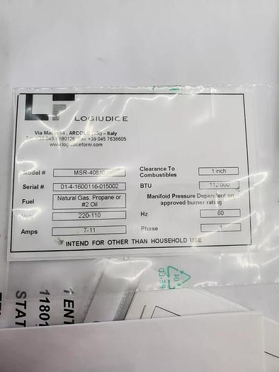 Used unused LOGIUDICE EMPIRE 4 DECK GAS STONE DECK STEAM TUBE OVEN LFM(R)4-80X100